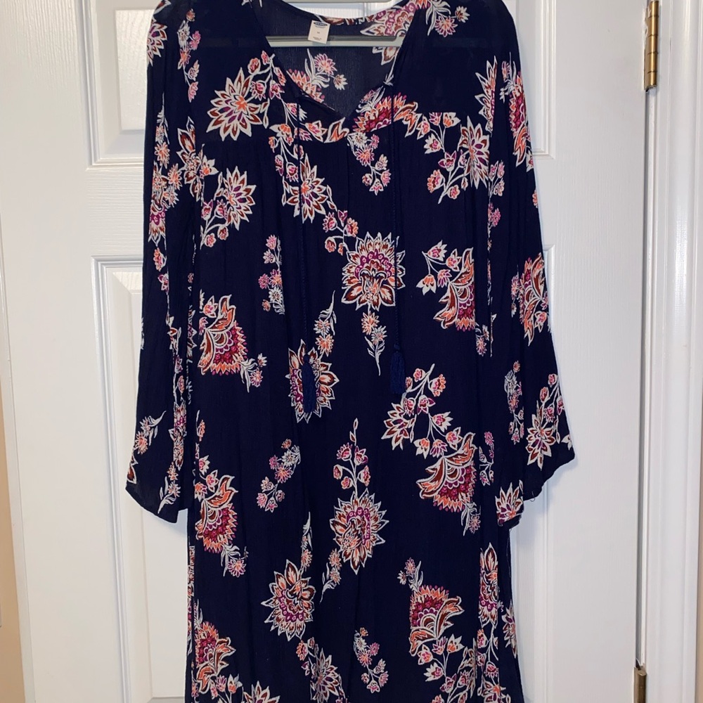 Navy Dress with Floral Patterns